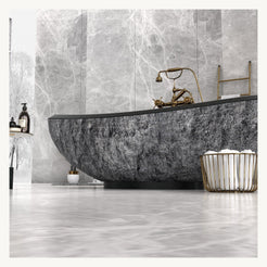 Yura boat-shaped Neroco Granite bathtub, full side profile