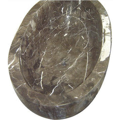 Aveline oval freestanding Dark Emperador Marble soaking bathtub, full-frame top and interior view