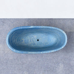 Azzara BT-168A Azura Blue Quartzite freestanding soaking bathtub, real full-frame top and interior view