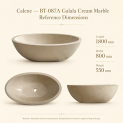 Calene BT-087A Galala Cream Marble reference dimensions approximately 1800 × 800 × 550 mm