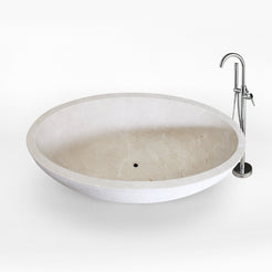 Evania Crema Marfil Extra Marble bathtub, studio top interior and drain visualization