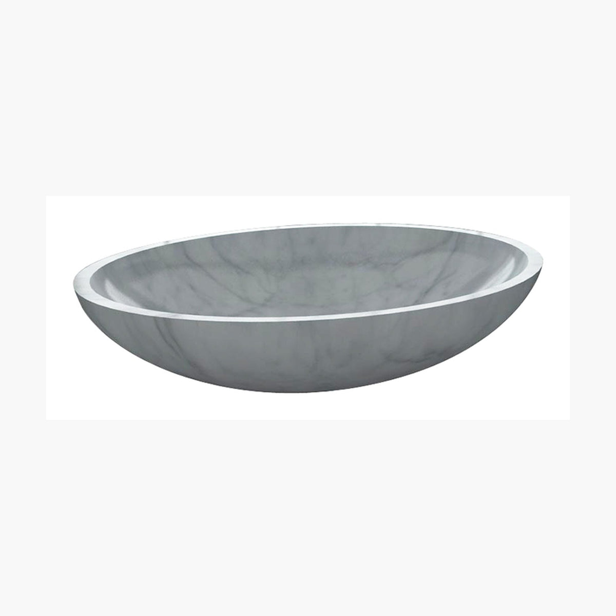 Lysara Carrara White Marble bathtub, studio top interior and drain visualization