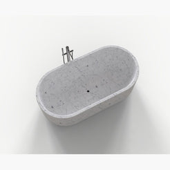 Lysenne BT-130A Carrara White Marble freestanding bathtub design rendering, top and interior view