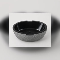 Noctira Absolute Black Granite bathtub, top interior studio visualization with drain