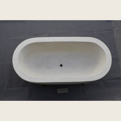 Serena BT-105A Dune Ivory Limestone bathtub, real top and interior view