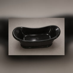 Vallora Absolute Black Granite bathtub, top interior view with drain