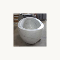 Avela BT-112A Ivory Cloud Marble bathtub, real end workshop view