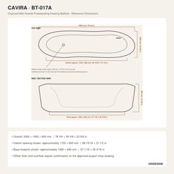 Cavira Charcoal Mist Granite bathtub reference dimensions