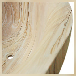 Elaris Natural Sandstone boat-form bathtub, real finished-product view