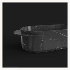 Yetta Portoro Black Marble bathtub, polished extended rim and natural veining detail