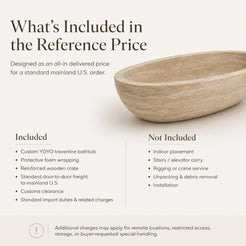 YOYO Travertine bathtub reference price inclusions and services not included in standard delivery