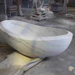 Yuna Ivory Cloud Marble soaking bathtub, real finished-product factory alternate view