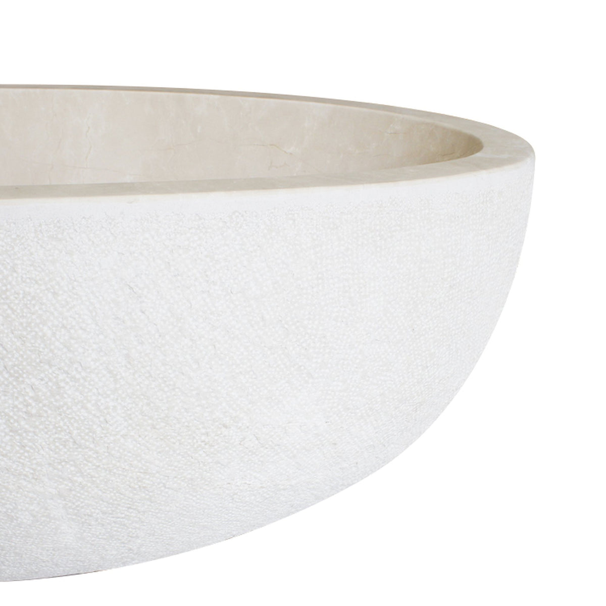 Evania bathtub in Crema Marfil Extra Marble, natural stone surface detail