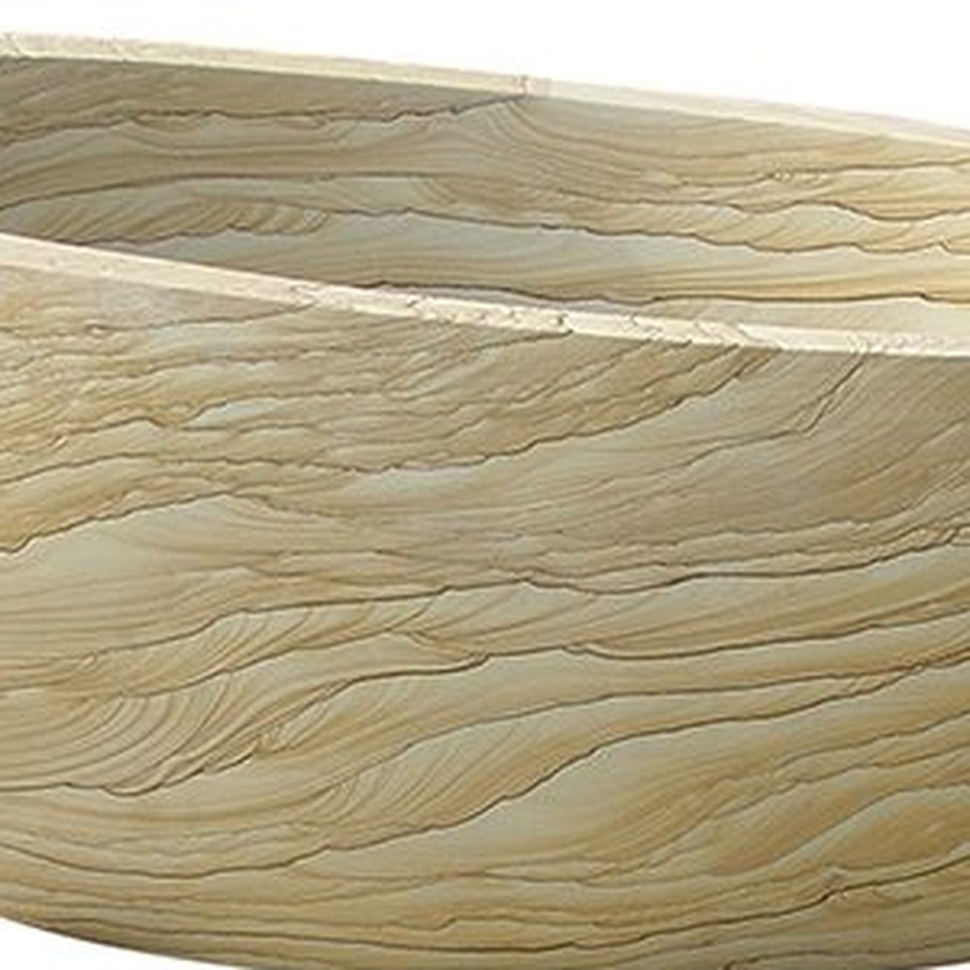 Sahira BT-085A Natural Sandstone bathtub exterior surface detail showing warm cream beige sandstone grain and sedimentary movement
