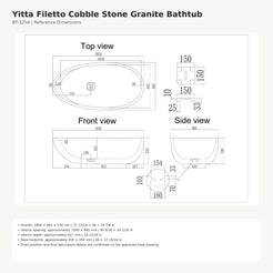 Yitta Filetto Cobble Stone Granite bathtub reference dimensions