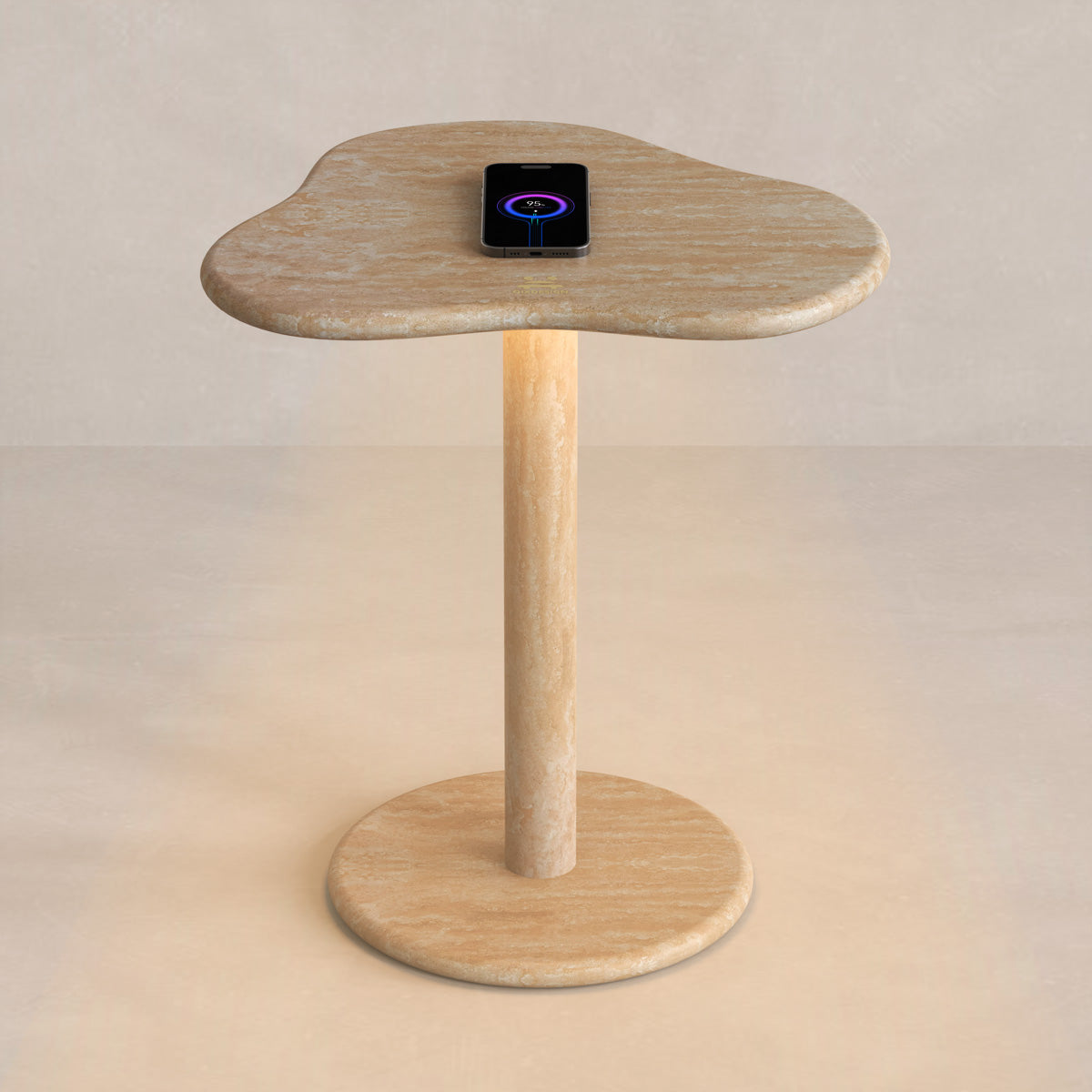 round travertine side table round marble top side table marble side table round bedside table with wireless charger