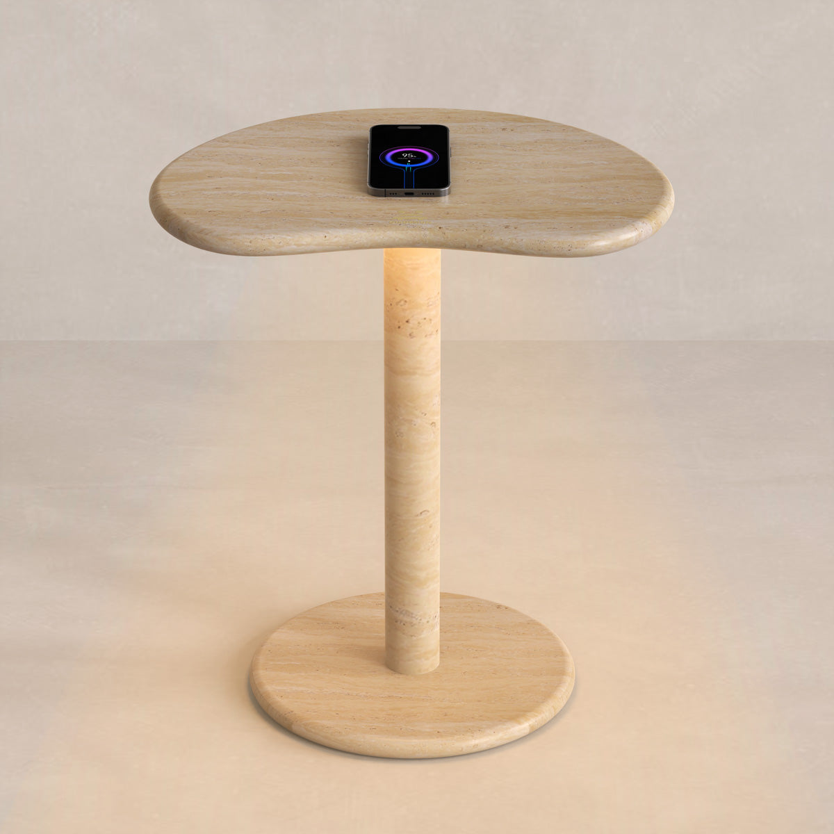 oval travertine table side table with wireless charging wireless charging side table travertine side table