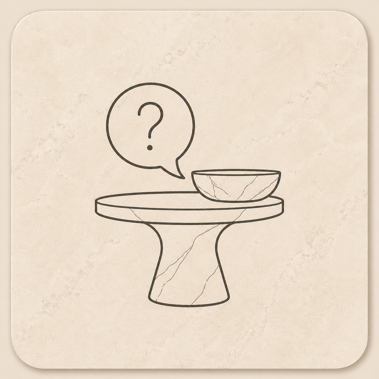 Line icon representing OIXDESIGN product inquiries for stone tables, sinks, bathtubs, lighting, and decor