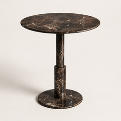 RoundTwin Elite black marble dining table with round pedestal base in a modern dining space