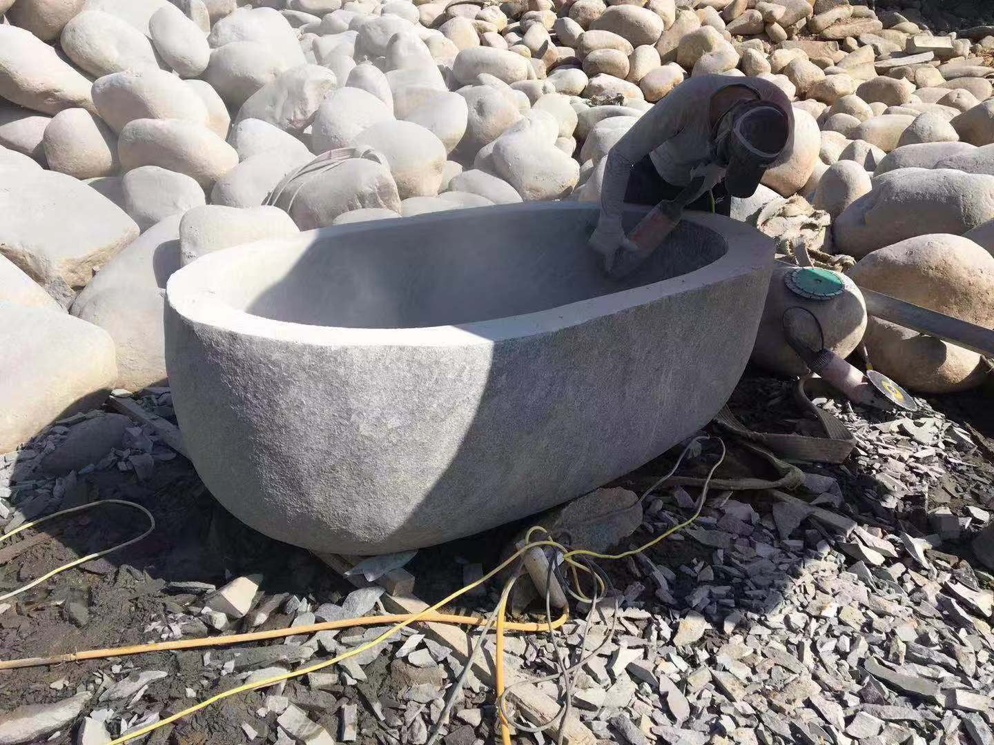 Natural stone granite bathtub hand-finishing process reference