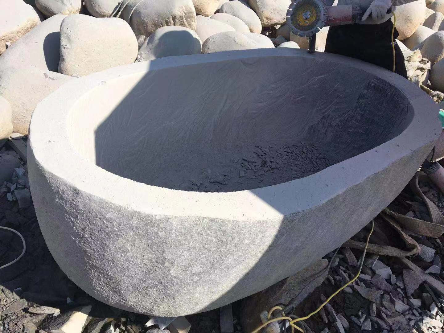 Natural stone granite bathtub interior shaping process reference