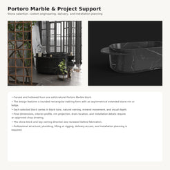 Yetta Portoro Black Marble bathtub, stone selection and custom project support