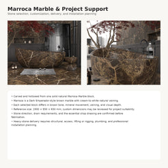 Yuka Dark Emperador Marble bathtub, stone selection and custom project support