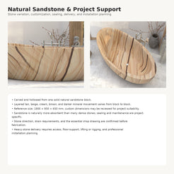 Yuka sandstone bathtub, stone selection and custom project support