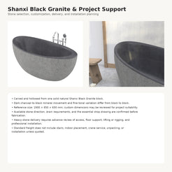 Yuka Shanxi Black Granite bathtub, stone selection and custom project support