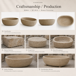 ROMA BT-081A Roman Travertine bathtub — craftsmanship and production