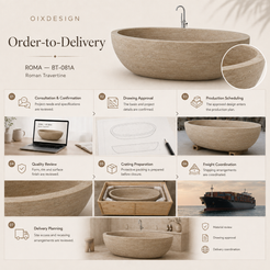 ROMA BT-081A Roman Travertine bathtub — order-to-delivery