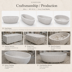 Mira BT-031A Ivory Cloud Marble bathtub — craftsmanship and production