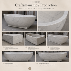 Celeste BT-038B Ivory Cloud Marble bathtub — craftsmanship and production
