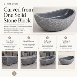 Veyra BT-044A Charcoal Mist Granite — Craftsmanship process overview — OIXDESIGN