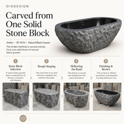 Arden BT-019A Natural Black Granite bathtub — craftsmanship