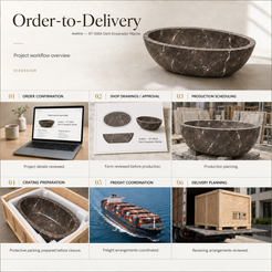 Aveline BT-006A Dark Emperador Marble bathtub — order-to-delivery