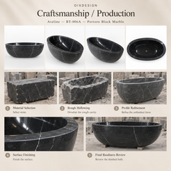 Aveline BT-006A Portoro Black Marble bathtub — craftsmanship and production