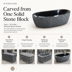 Calia BT-014A Absolute Black Granite bathtub — craftsmanship