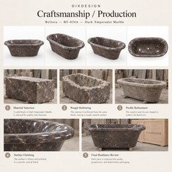 Bellora BT-034A Dark Emperador Marble bathtub — craftsmanship and production