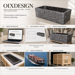 Virelle BT-043A Dark Emperador Marble bathtub — order-to-delivery