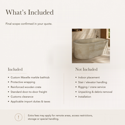 Mavelle Rounded-Rectangle Freestanding Soaking Bathtub – Galala Marble — What’s Included in the Reference Price.
