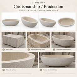 Orelia BT-075A Galala Cream Marble bathtub — craftsmanship and production