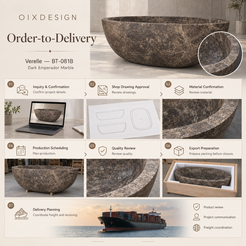 Verelle BT-081B Dark Emperador Marble bathtub — order-to-delivery