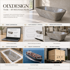 Tivelle BT-083A Perlato Marble bathtub — order-to-delivery
