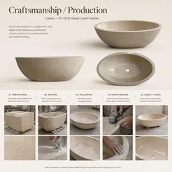 Calene BT-087A Galala Cream Marble bathtub — craftsmanship and production