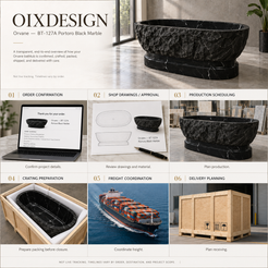 Orvane BT-127A Portoro Black Marble bathtub — order-to-delivery