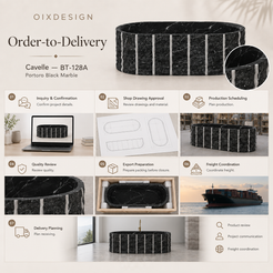 Cavelle BT-128A Portoro Black Marble bathtub — order-to-delivery