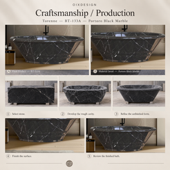 Torenne BT-133A Portoro Black Marble bathtub craftsmanship and production