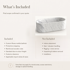 Rivara Fluted Rounded-Rectangle Freestanding Soaking Bathtub – Carrara White Marble — What’s Included in the Reference Price.