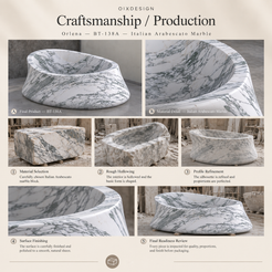 Orlena BT-138A Italian Arabescato Marble bathtub — craftsmanship and production